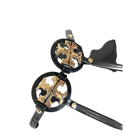 Tory Burch Black Sandals with Gold Accent - Picture 4 of 9